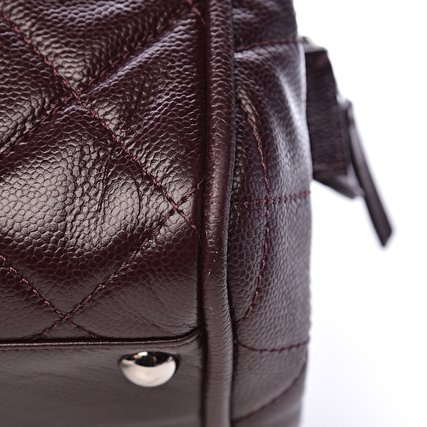 Caviar Quilted CC Timeless Bowler Burgundy