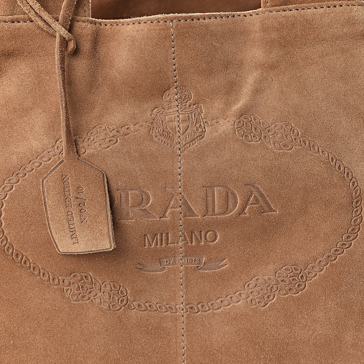 Prada Scamosciato Logo Tote Cammello 6 of 11