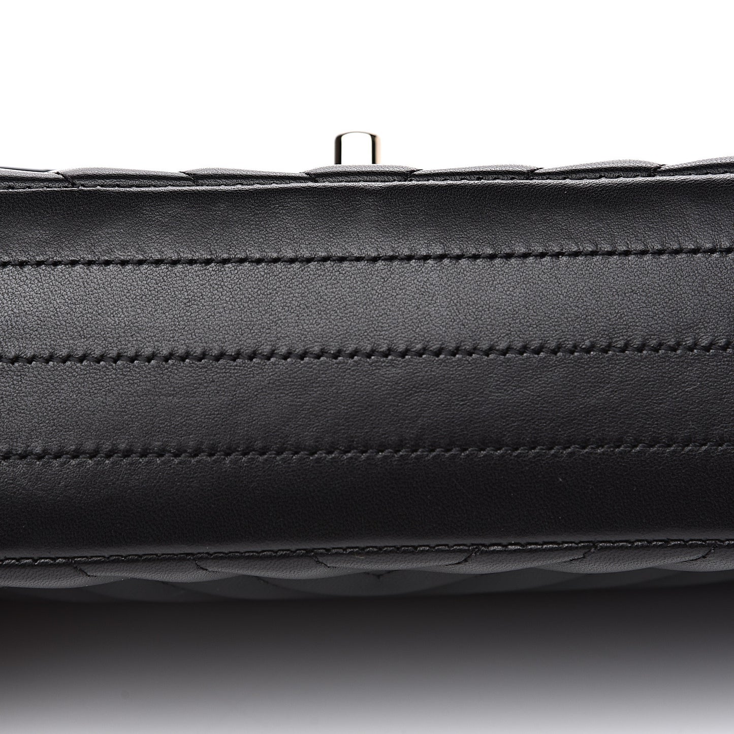 Lambskin Chevron Quilted Medium Double Flap Black