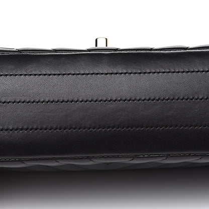 Chanel Lambskin Chevron Quilted Medium Double Flap Black 11 of 13
