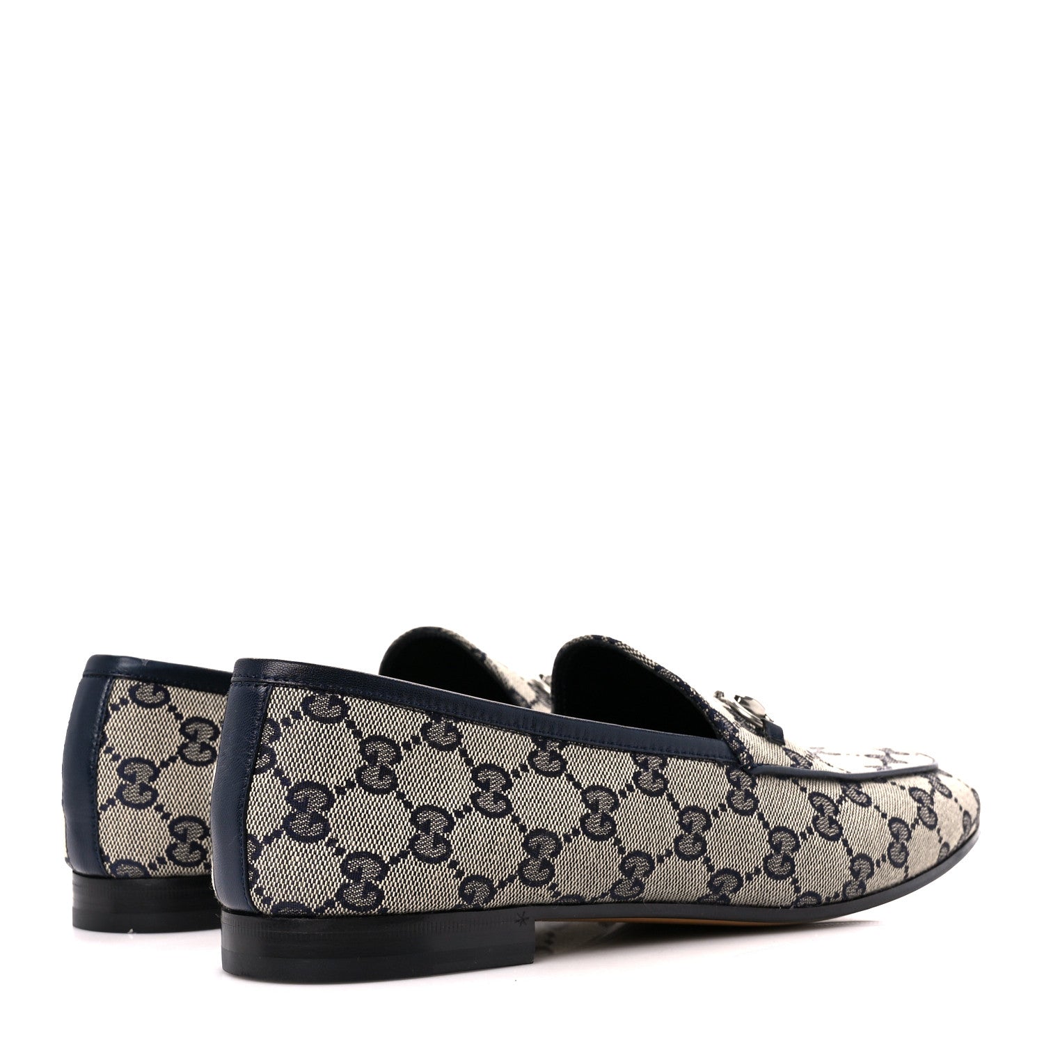 Gucci Monogram Malaga Kid Horsebit Womens Jordaan Loafers 42 Beige Blue 4 of 9