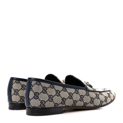 Gucci Monogram Malaga Kid Horsebit Womens Jordaan Loafers 42 Beige Blue 4 of 9