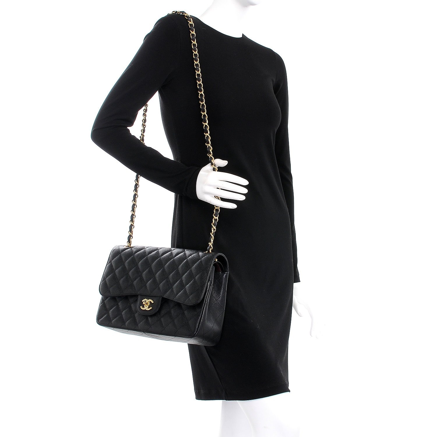 Chanel Caviar Quilted Jumbo Double Flap Black 2 of 9