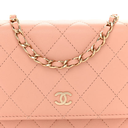 Chanel Lambskin Quilted Mini Wallet On Chain WOC Light Pink 8 of 10