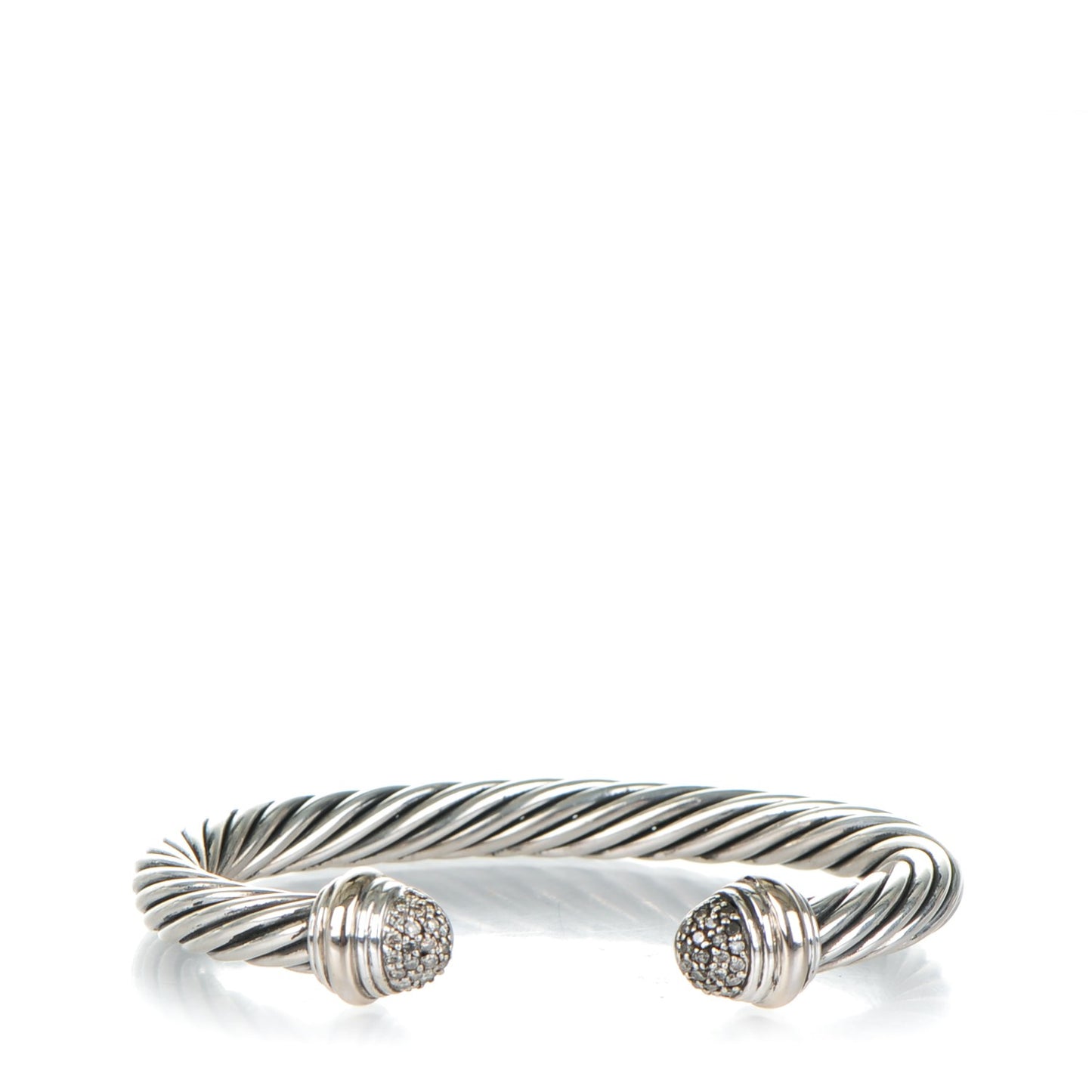 Sterling Silver Pave Diamond 7mm Cable Classics Bracelet