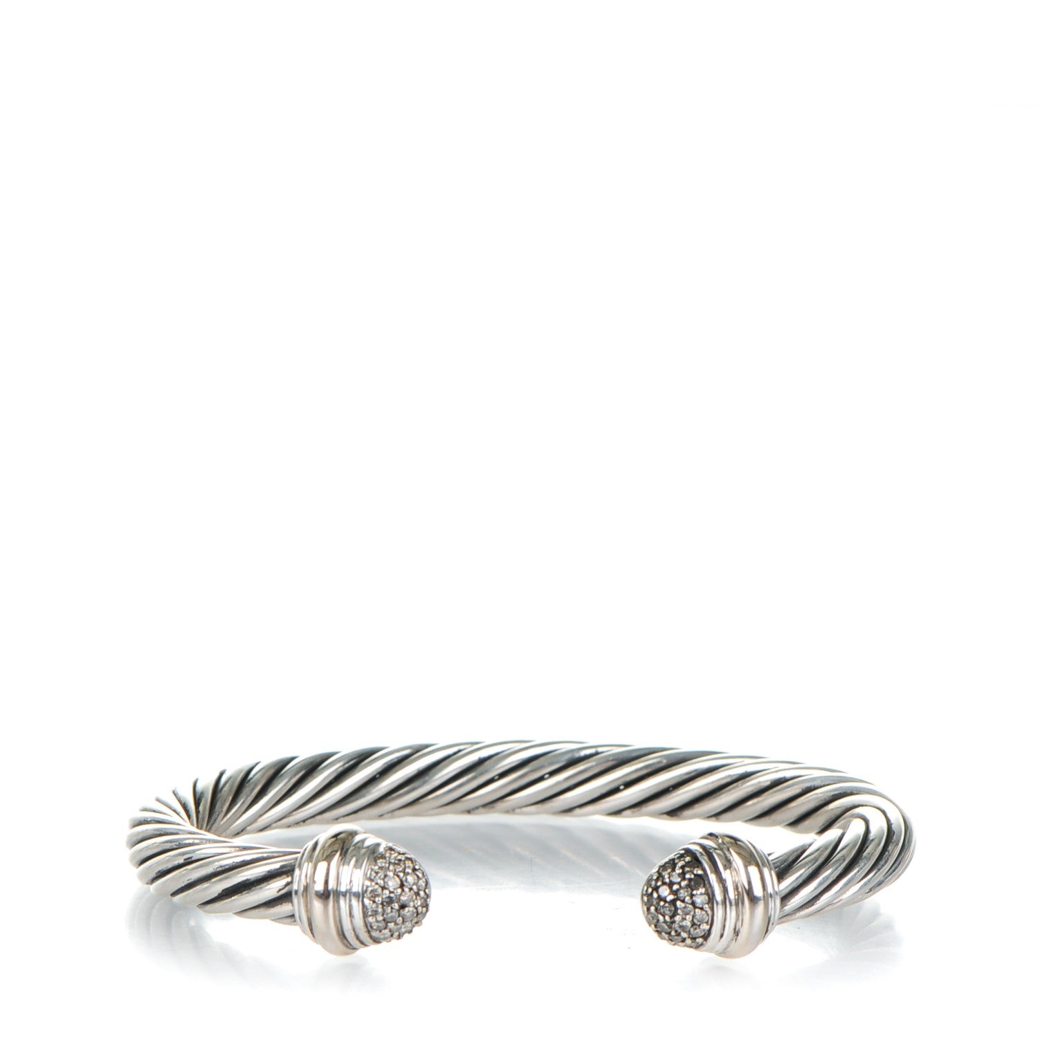 David Yurman Sterling Silver Pave Diamond 7mm Cable Classics Bracelet 1 of 4