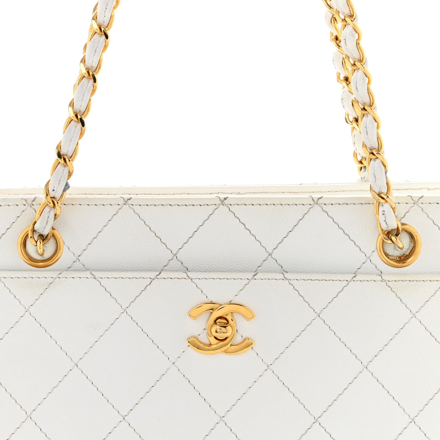 Chanel Caviar Quilted Shoulder Bag White 10 of 17