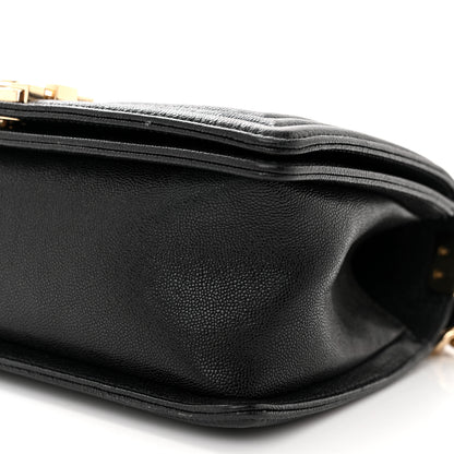 Chanel Caviar Chevron Quilted Medium Boy Flap Black 10 of 11