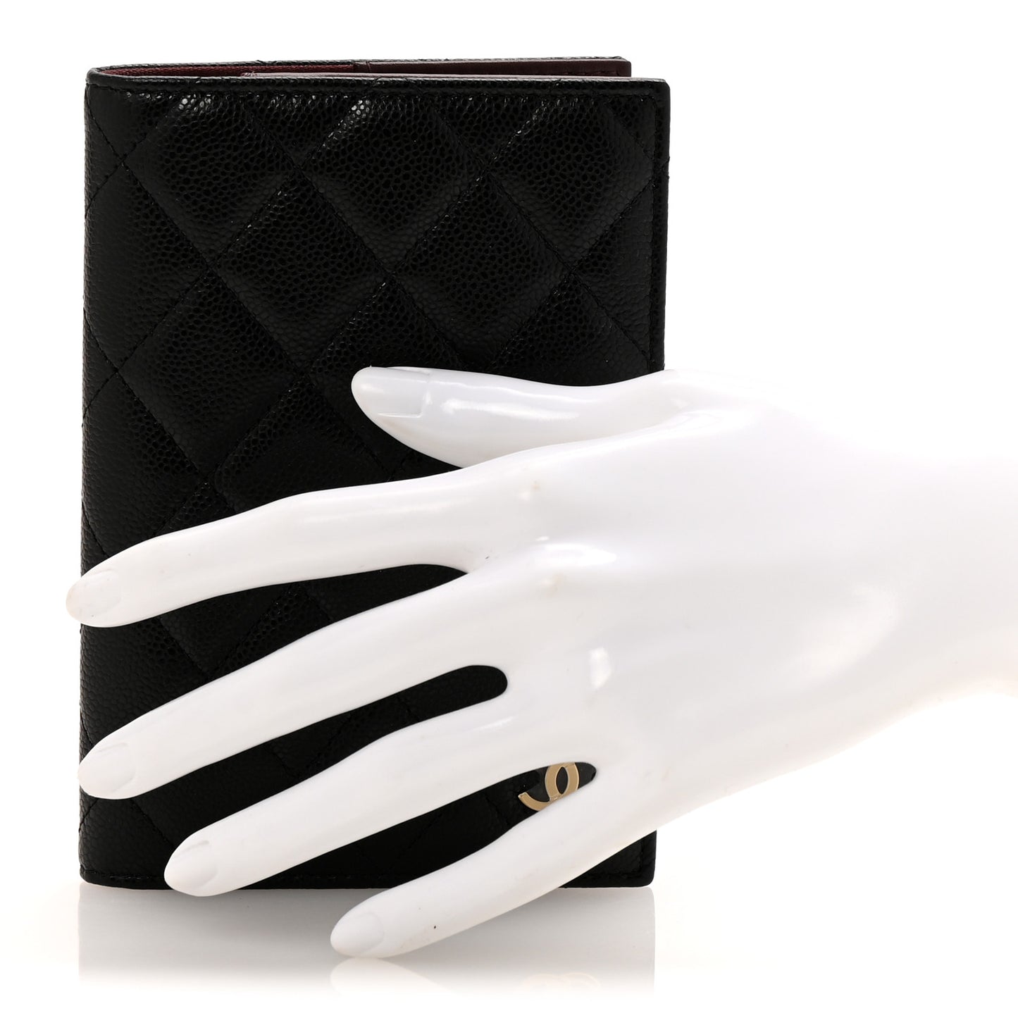 Caviar Quilted Passport Holder Black