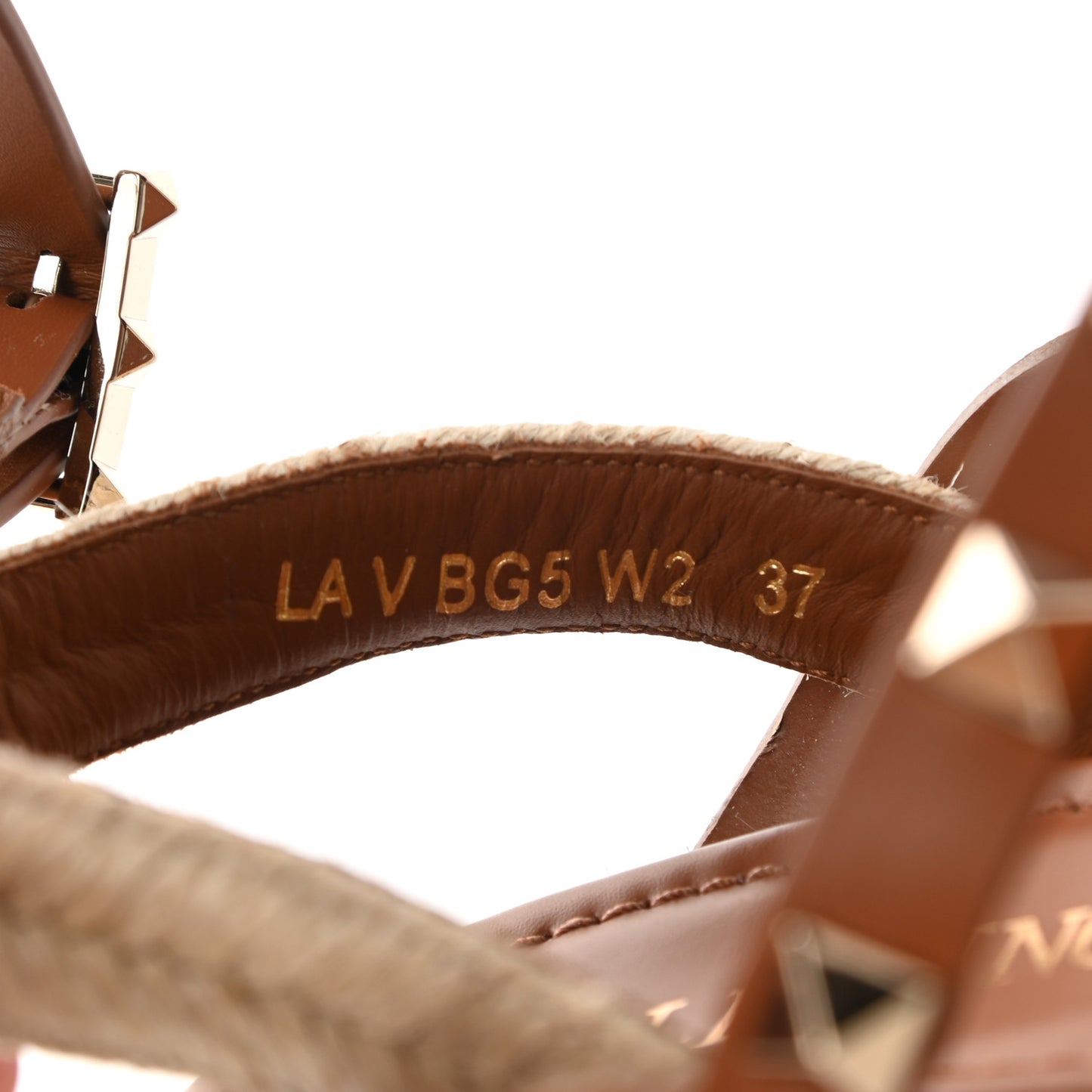 Calfskin Rockstud Ankle Strap Espadrille 10/60mm Sandals 37 Selleria