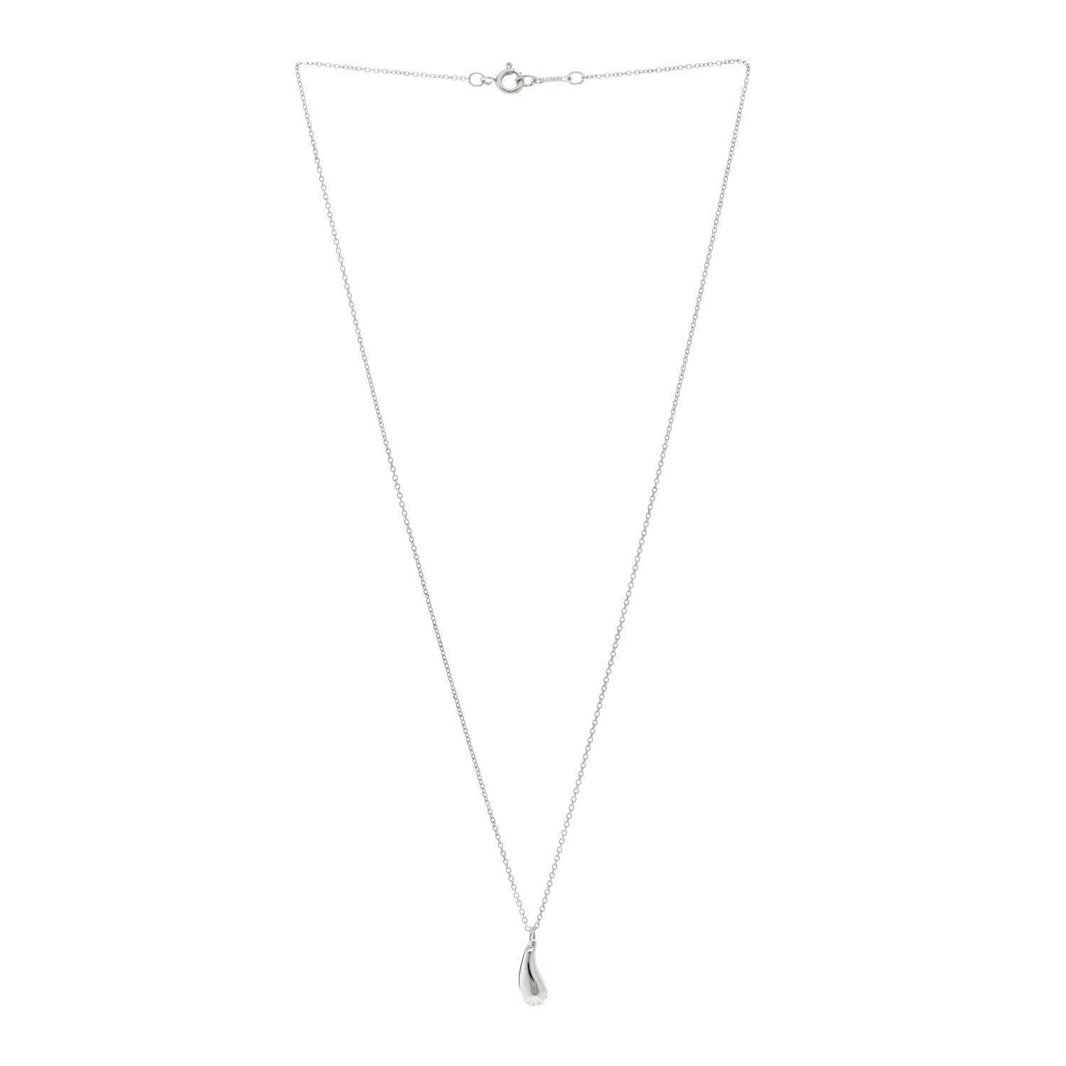 Tiffany Sterling Silver 12mm Elsa Peretti Tear Drop Pendant Necklace 3 of 4