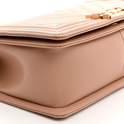 Chanel Caviar Chevron Quilted Medium Boy Flap Beige 9 of 10