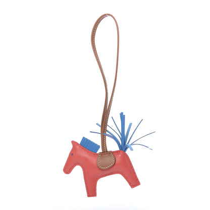 Hermes Milo Lambskin Grigri Rodeo Horse Bag Charm PM Rose Texas Bleu Zanzibar Gold 1 of 5
