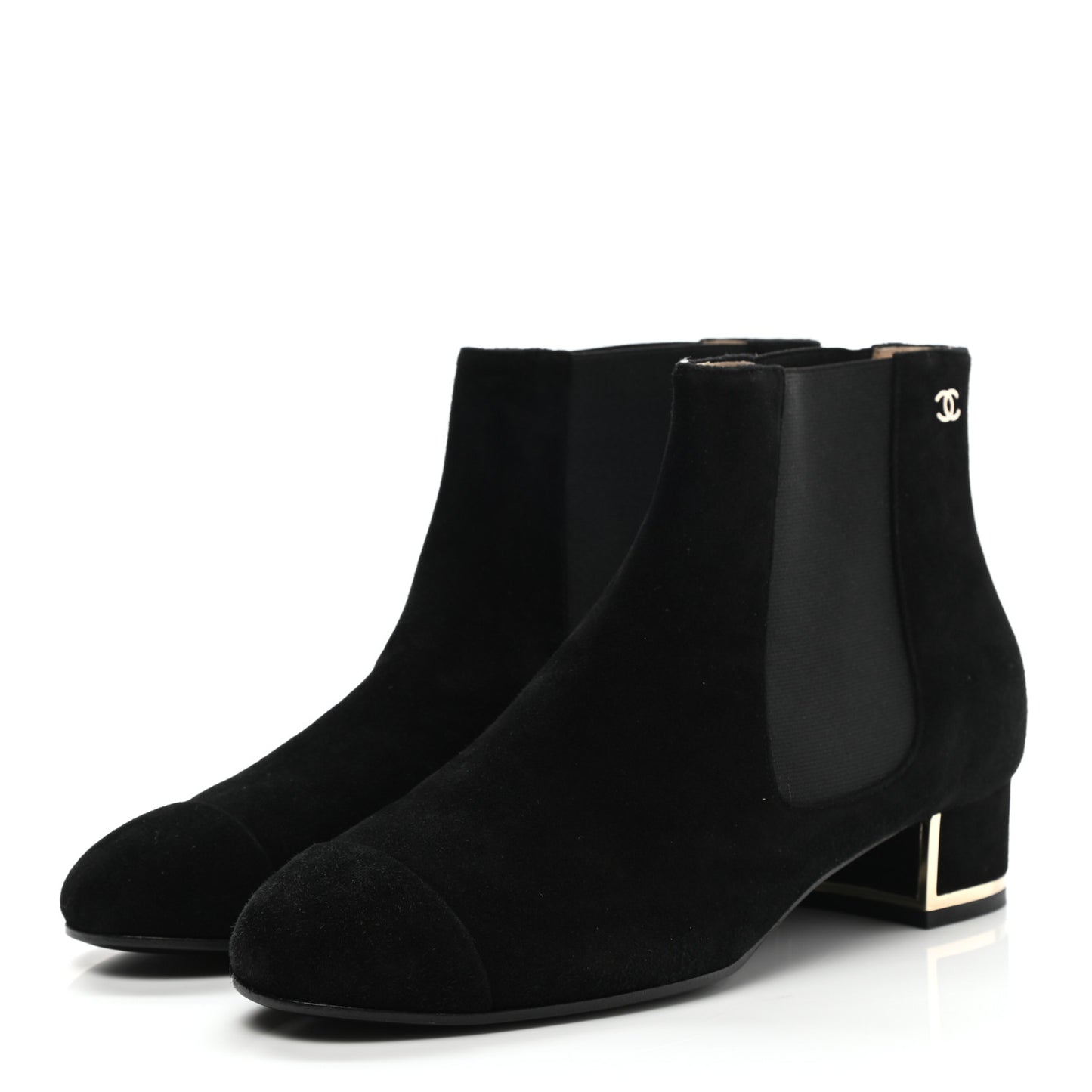Suede CC Cap Toe Ankle Boots 37 Black