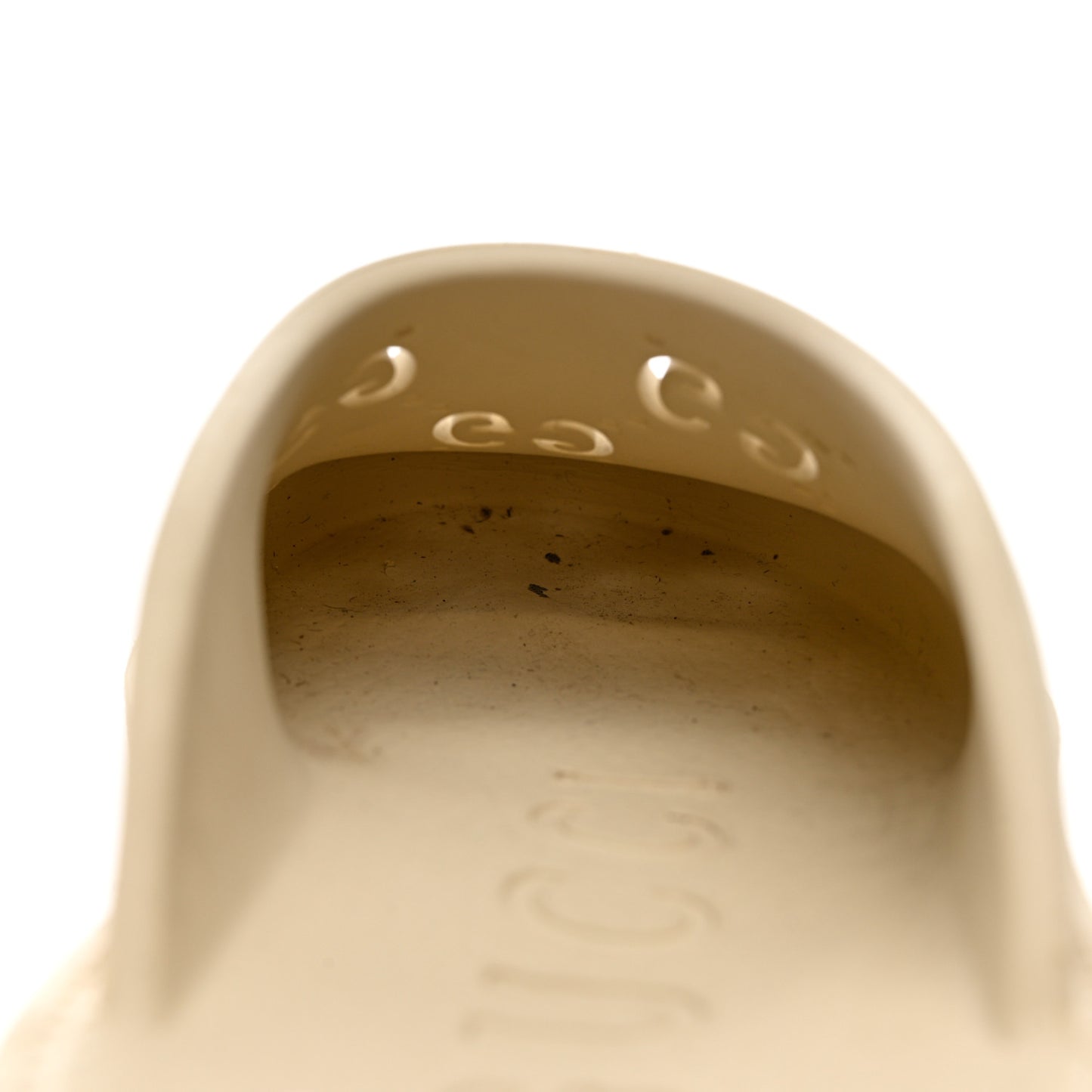 Rubber GG Monogram Perforated Elea Platform 55mm Lug Sole Sandals 37 Mystic White