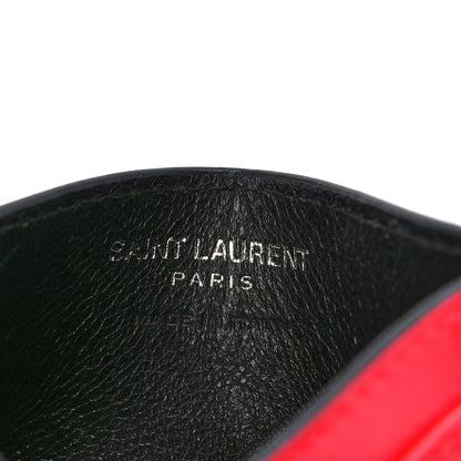 Saint Laurent Grain De Poudre Matelasse Chevron Monogram Credit Card Case Neon Pink 6 of 11