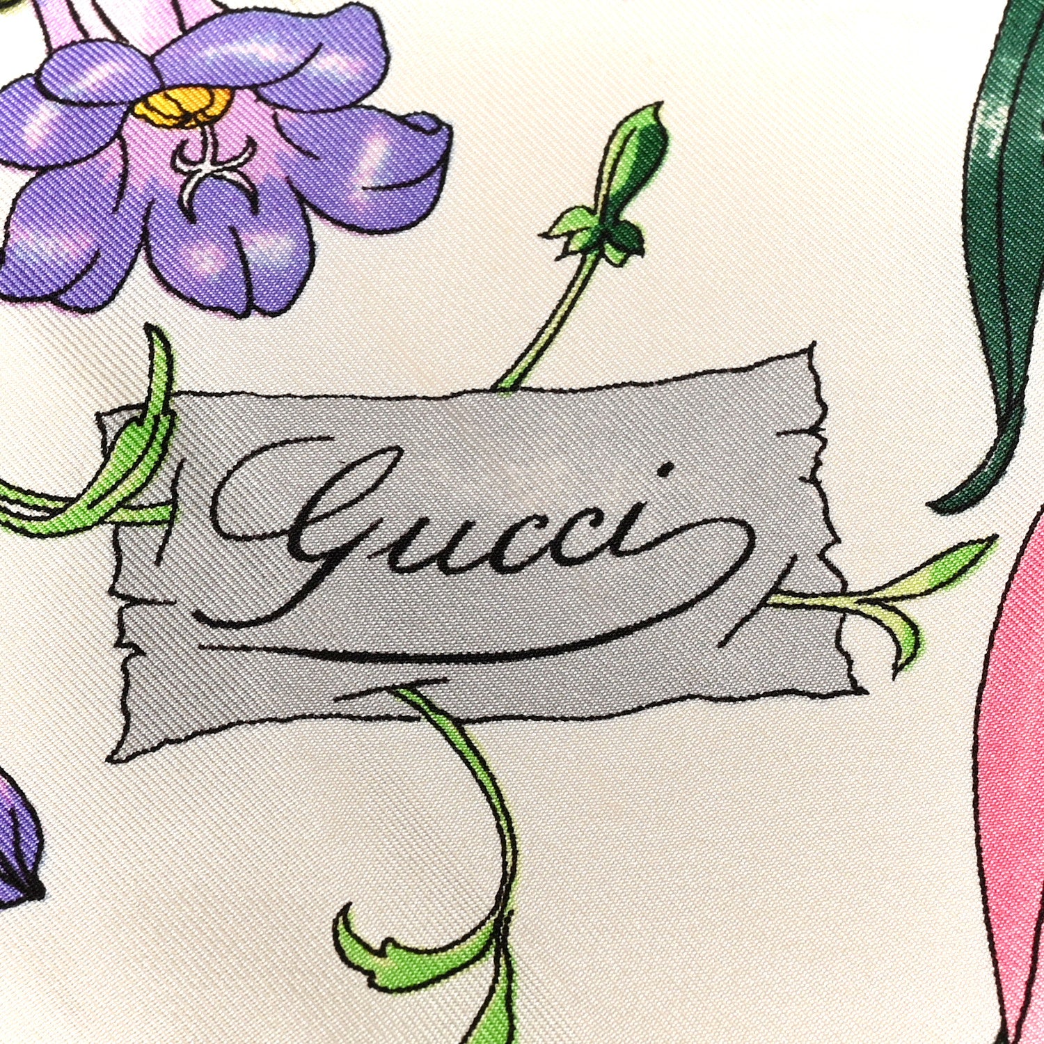 Gucci Silk Twill Flora Fluo Square Scarf Ivory Yellow 2 of 4