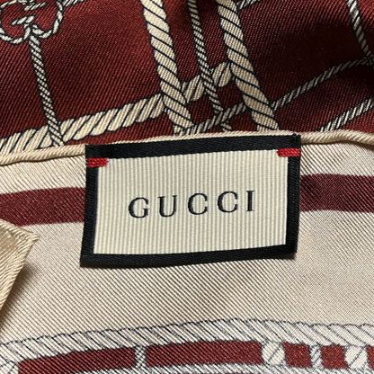 Gucci Silk Interlocking GG Rope Scarf Red Ivory 3 of 3