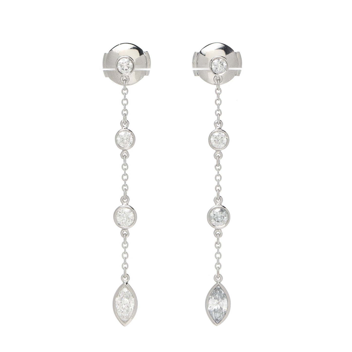 Platinum Diamond .95ctw Swing Drop Earrings