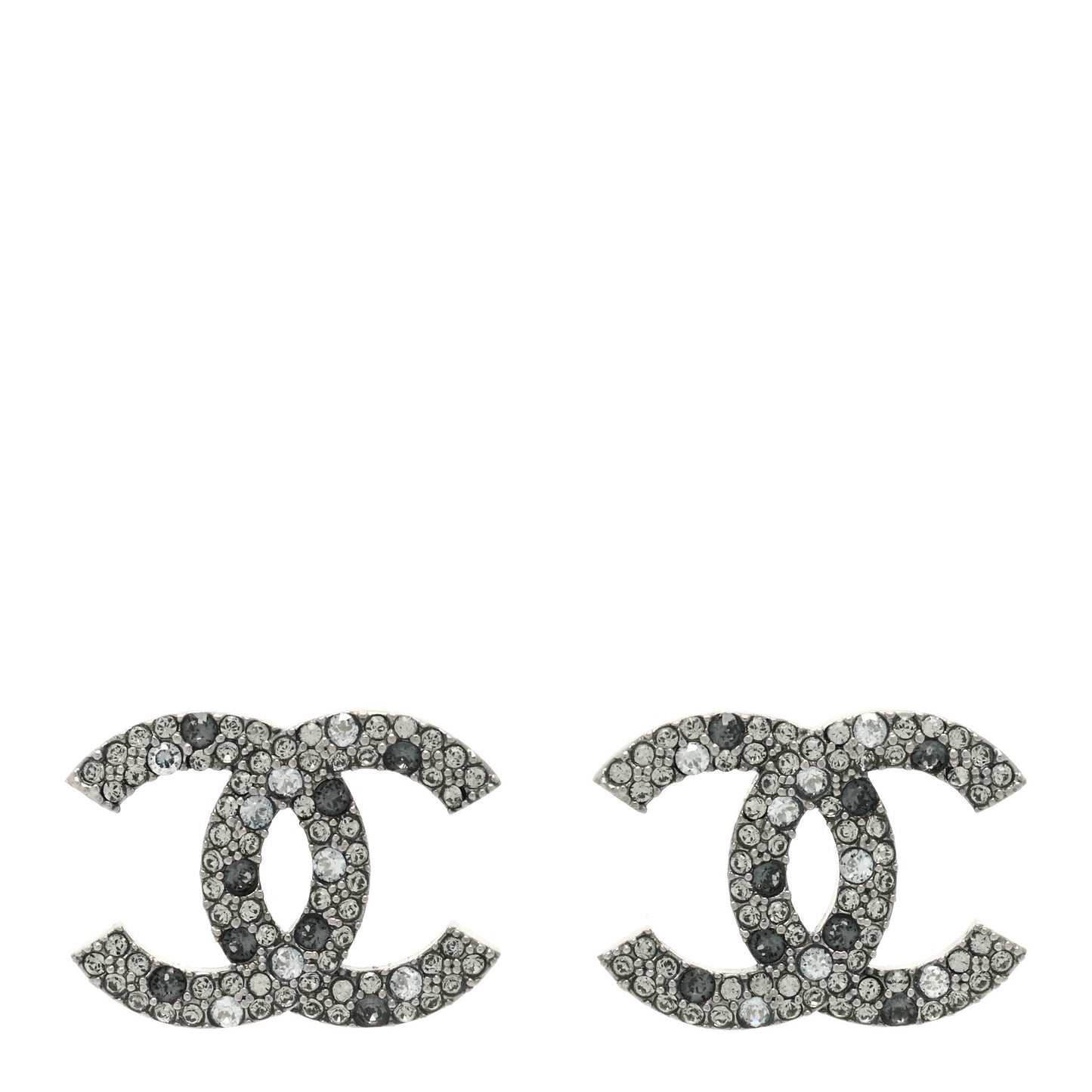 Crystal Ruthenium Large CC Earrings Grey Silver