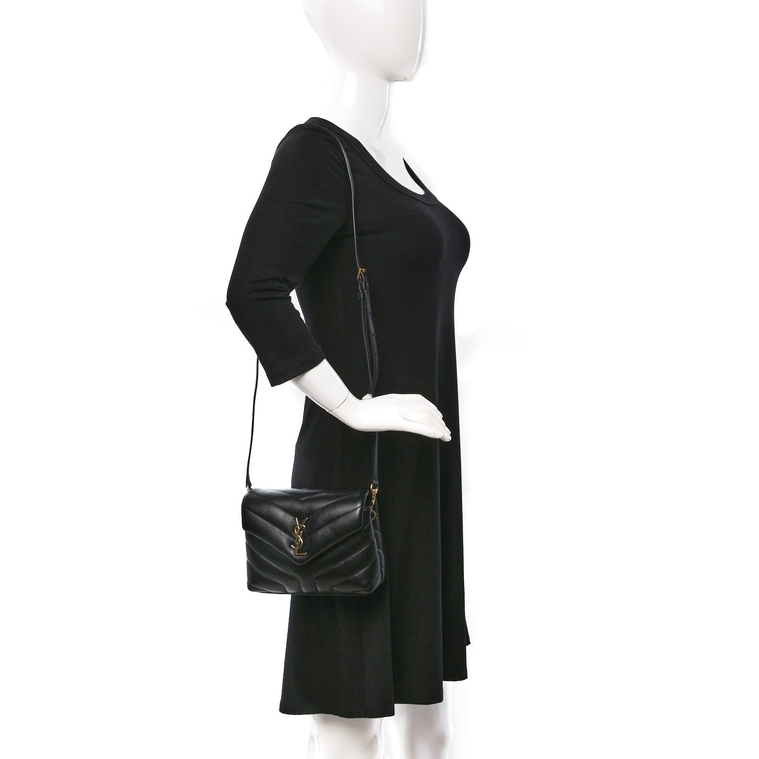 Saint Laurent Calfskin Y Quilted Monogram Toy Loulou Crossbody Bag Black 2 of 8