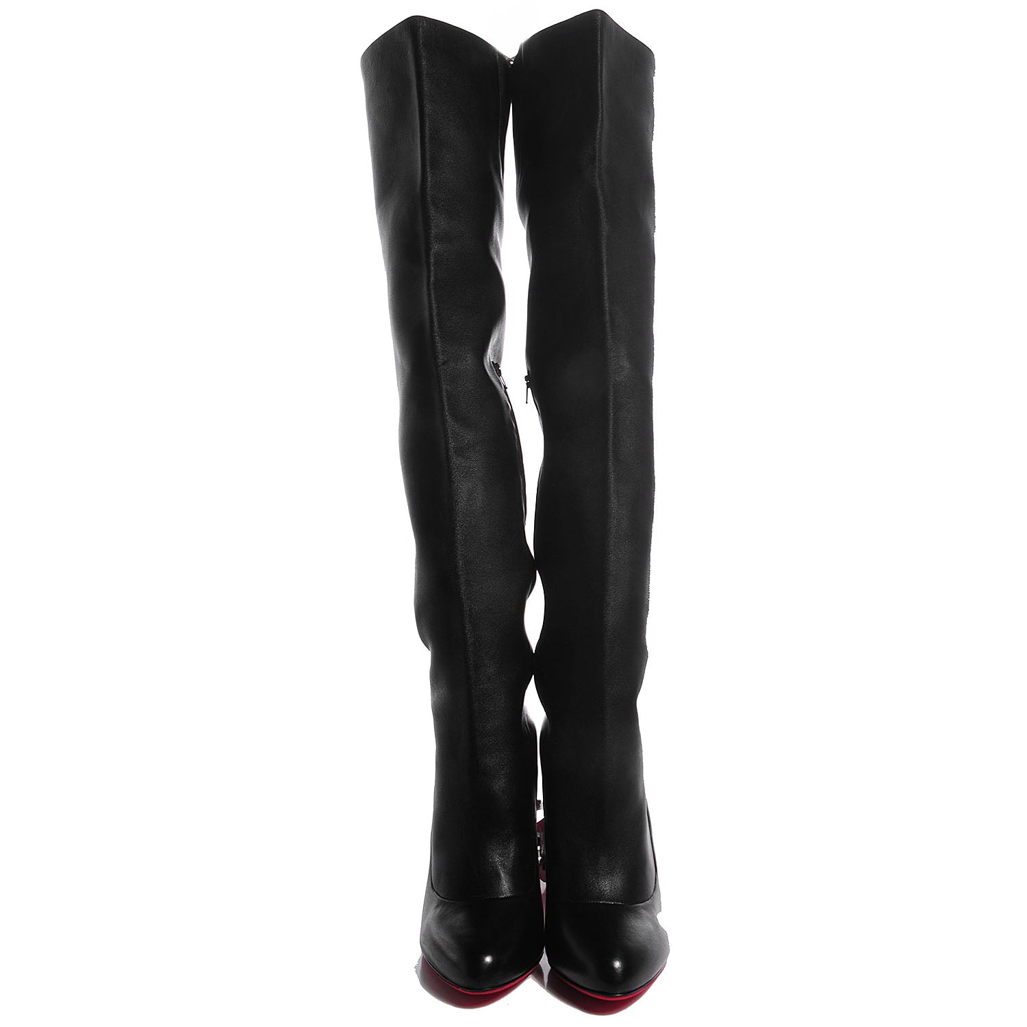 Christian Louboutin Leather Sempre Monica 100 Over the Knee Boot 40.5 Black 2 of 19