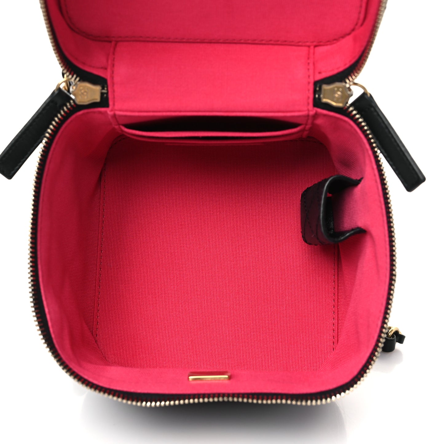 Calfskin Quilted Small Vanity Case With Chain Black