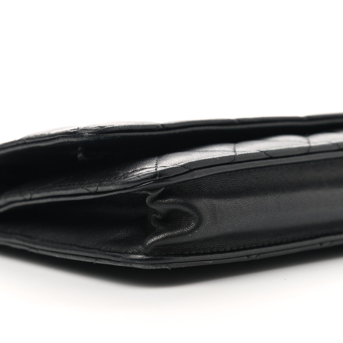 Lambskin Quilted Wallet On Chain WOC Black