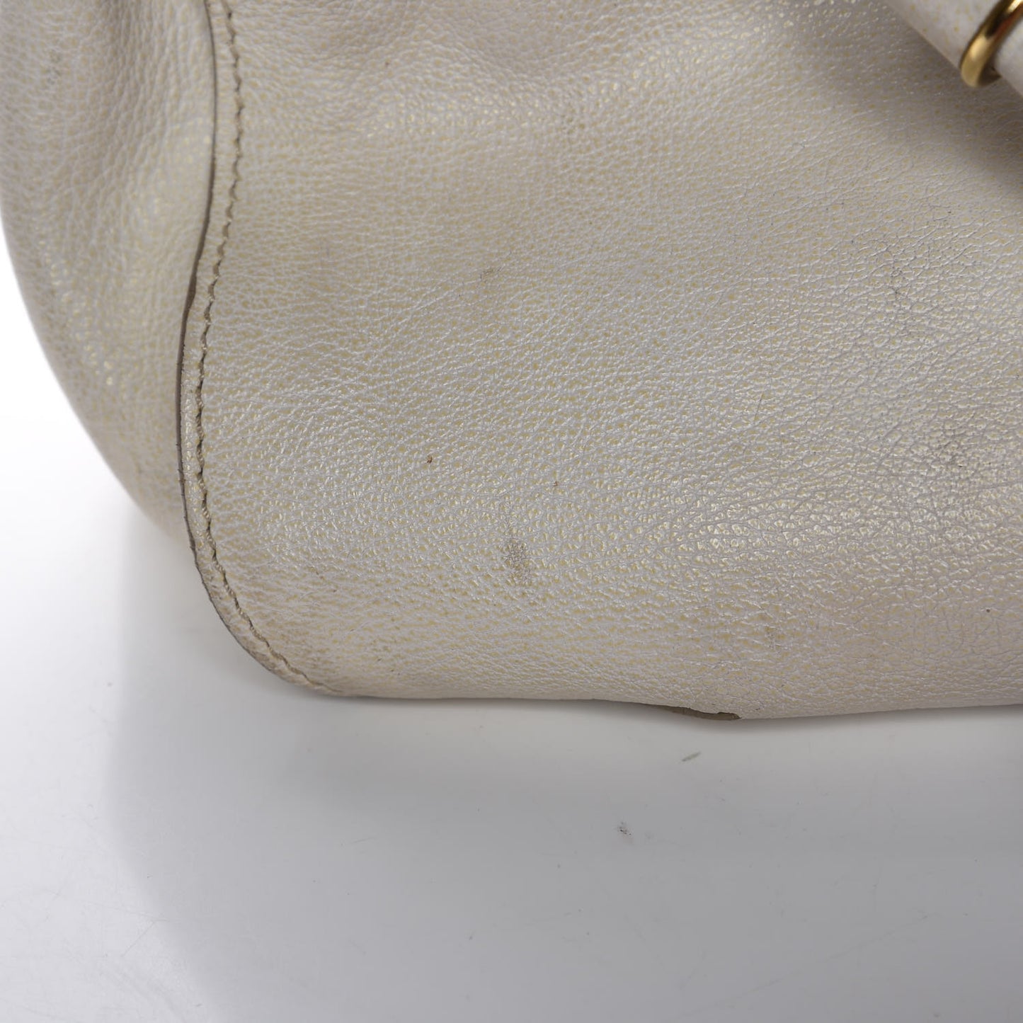 Grainy Calfskin Medium Landscape Tote Alabaster