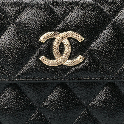 Chanel Caviar Quilted Studded CC Medium Flap Wallet Black 8 of 11