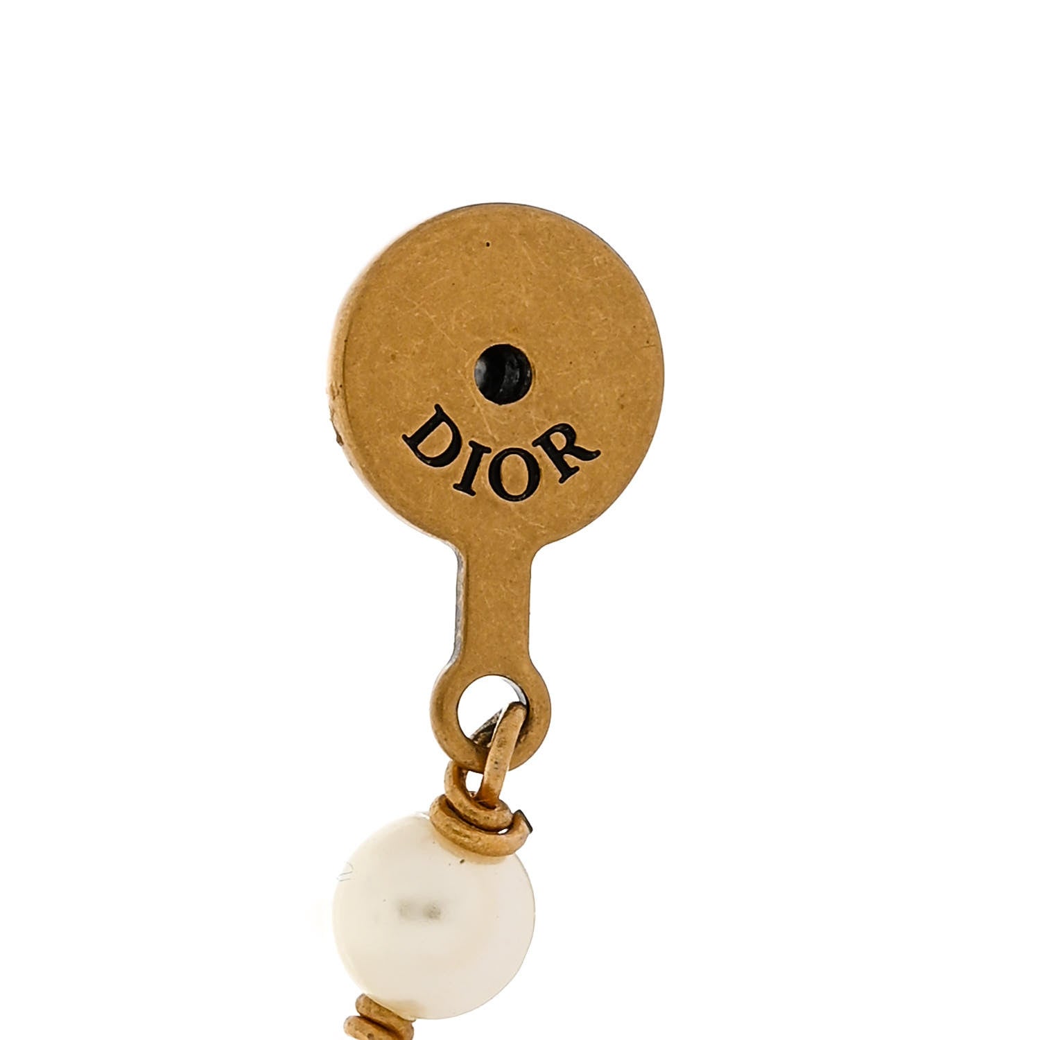 Christian Dior Pearl Crystal Star J'adior Drop Earrings Antique Gold 4 of 5