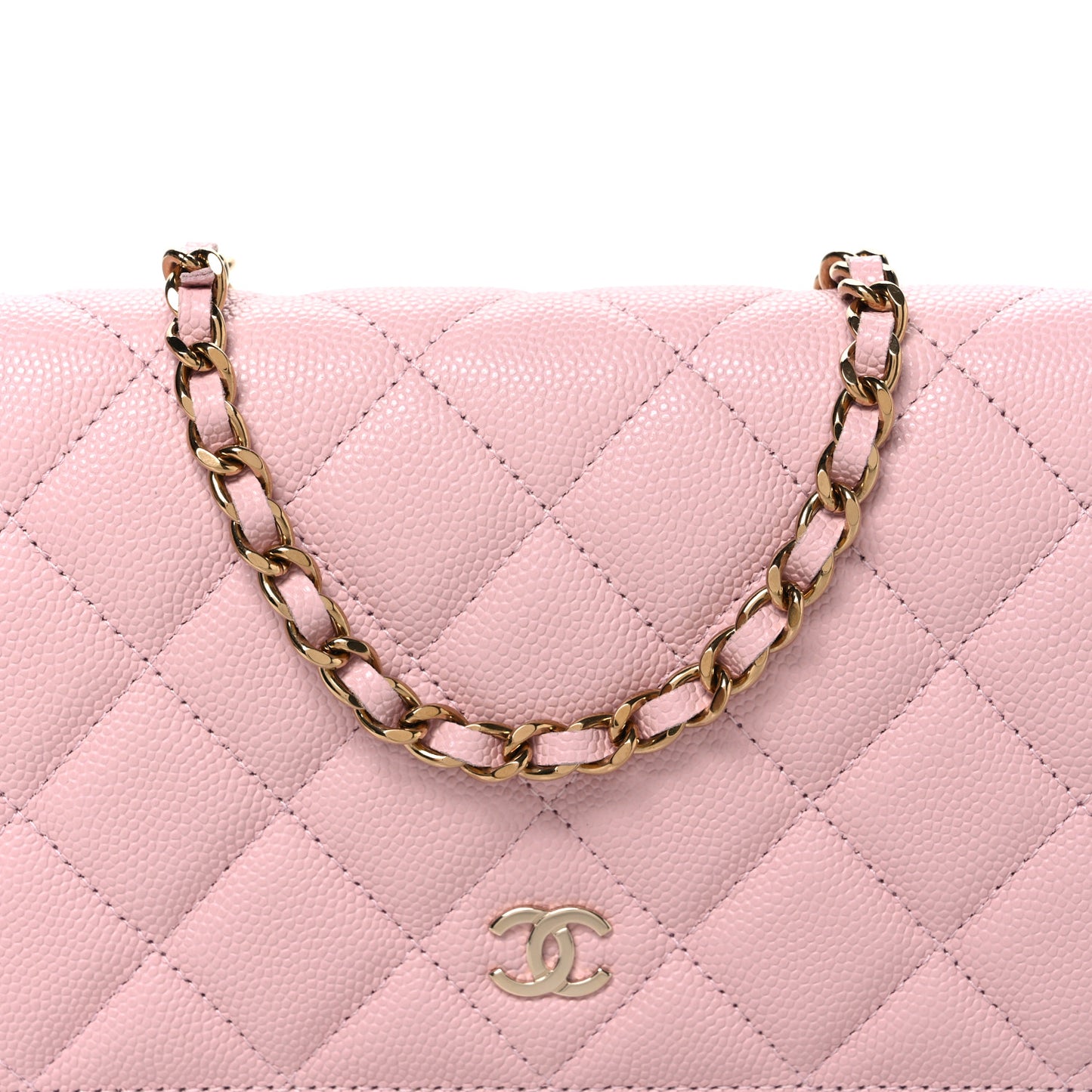 Caviar Quilted Wallet on Chain WOC Light Pink