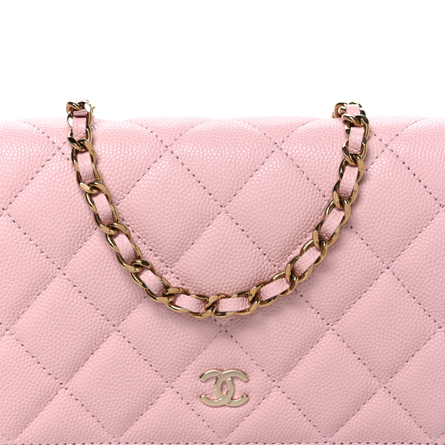 Chanel Caviar Quilted Wallet on Chain WOC Light Pink 9 of 12