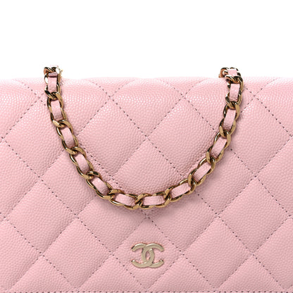 Chanel Caviar Quilted Wallet on Chain WOC Light Pink 9 of 12