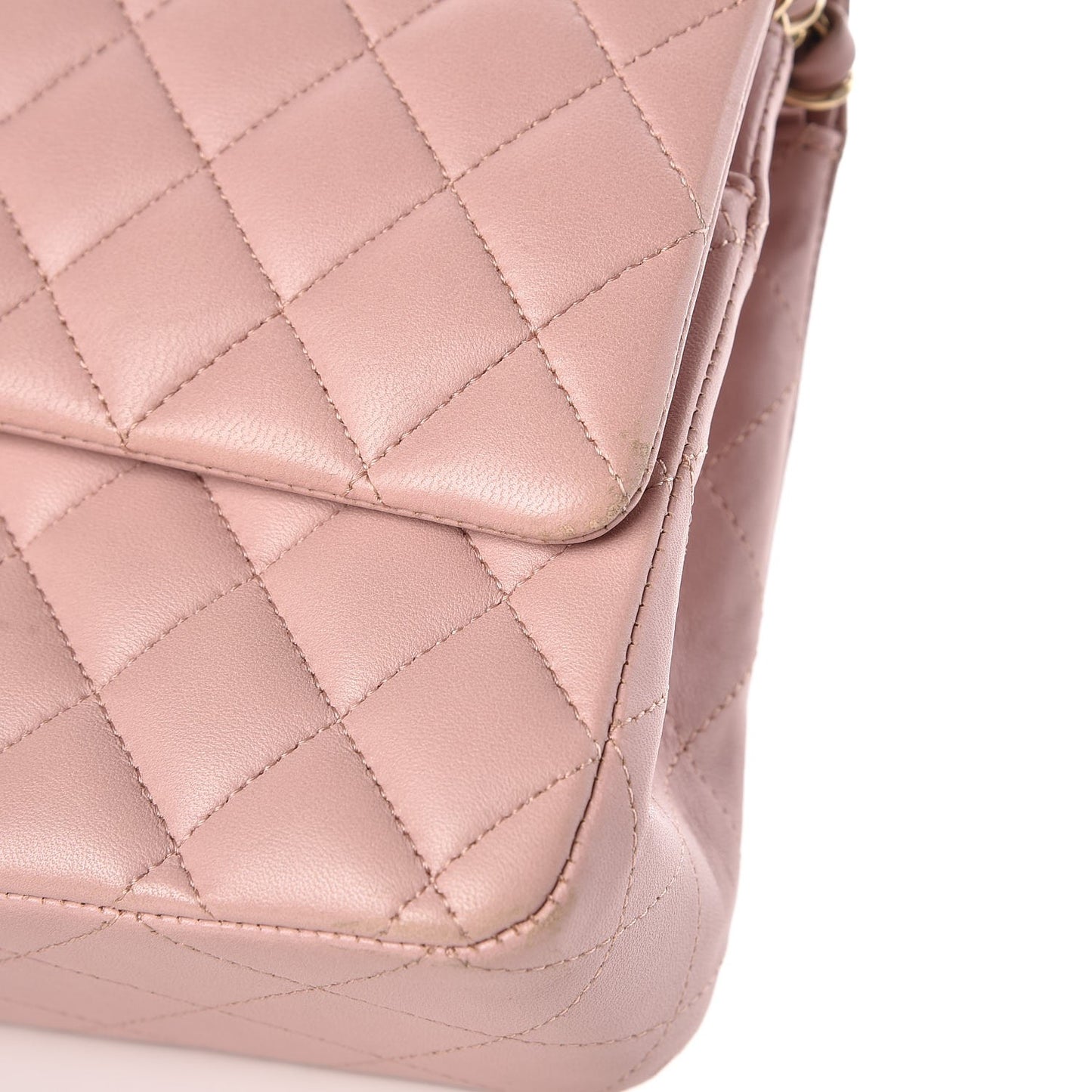 Lambskin Quilted Medium Double Flap Light Pink