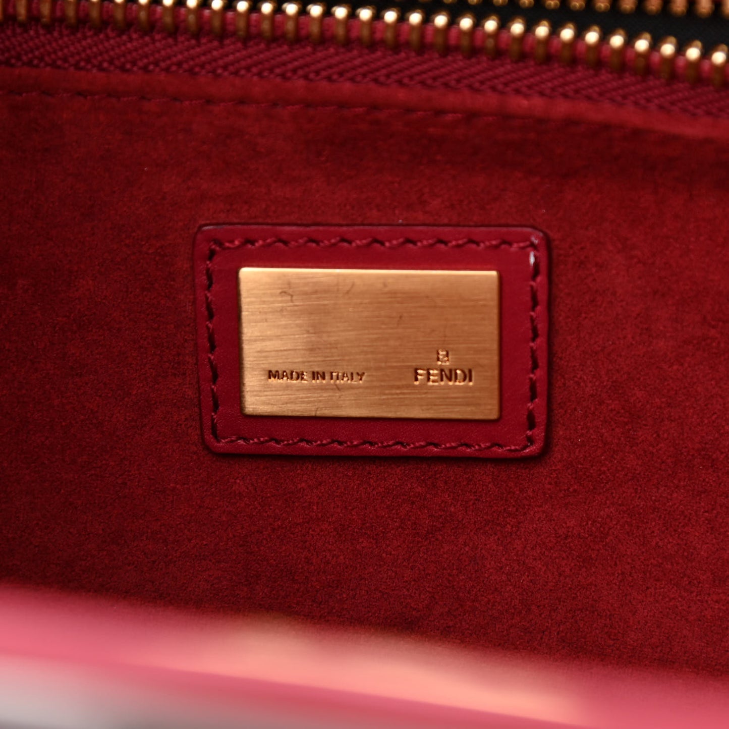 Vitello Suede Large Peekaboo Iconic Satchel Rubino Peonia