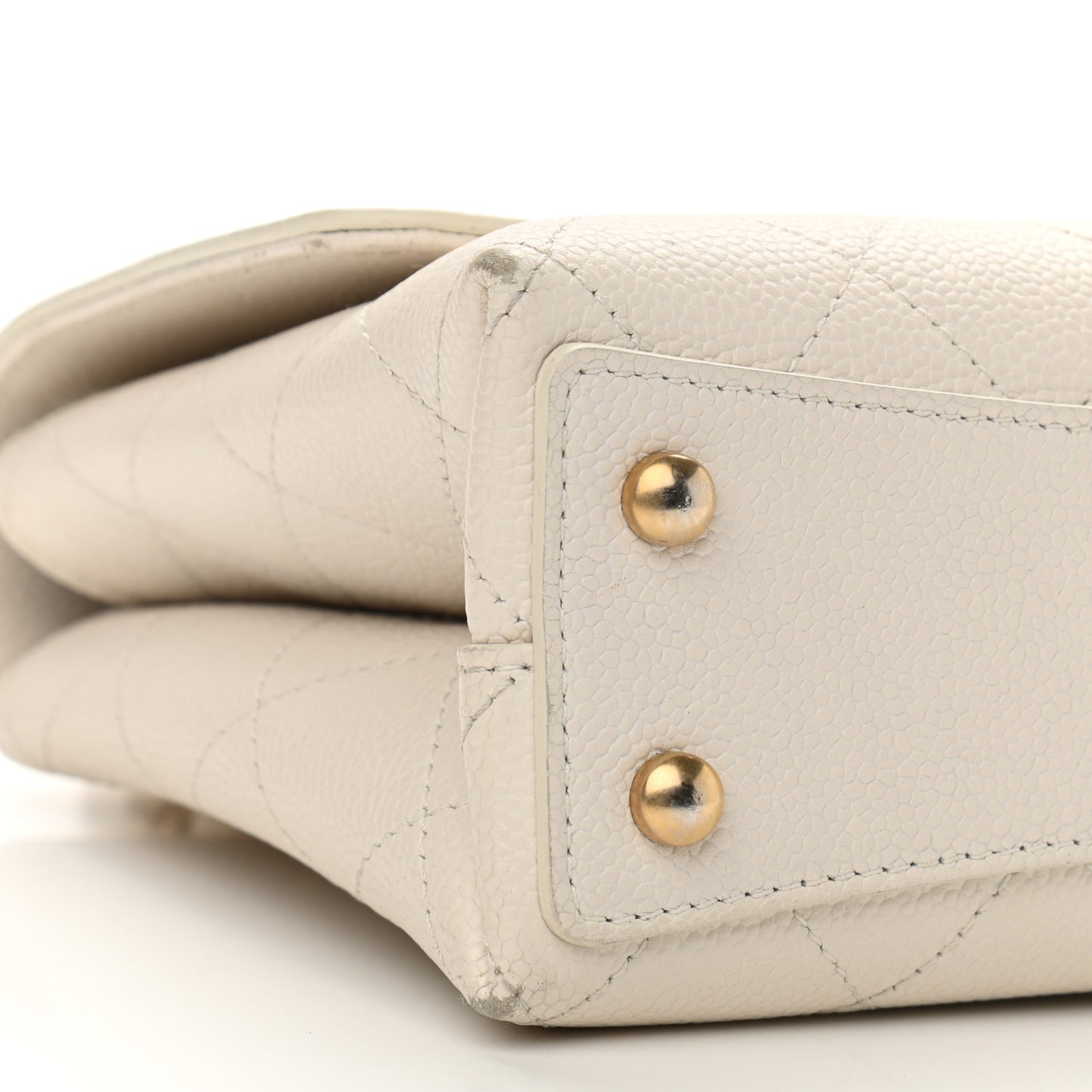 Grained Calfskin Small Stitched Flap White
