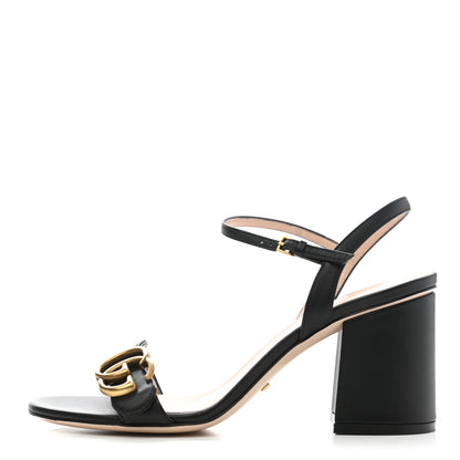 Gucci Lifford Calfskin GG Marmont Ankle Wrap 75mm Sandals 36.5 Black 1 of 9