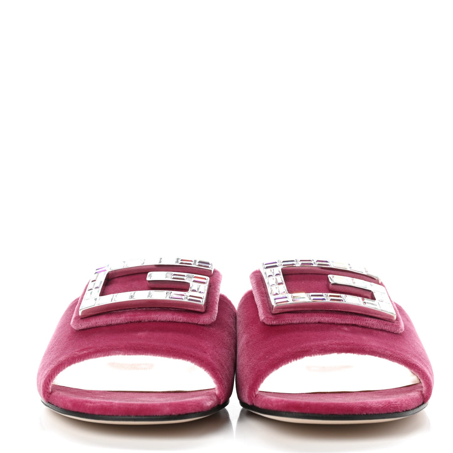 Velvet Crystal Square G Madelyn Slide Sandals 39 Light Raspberry Rose