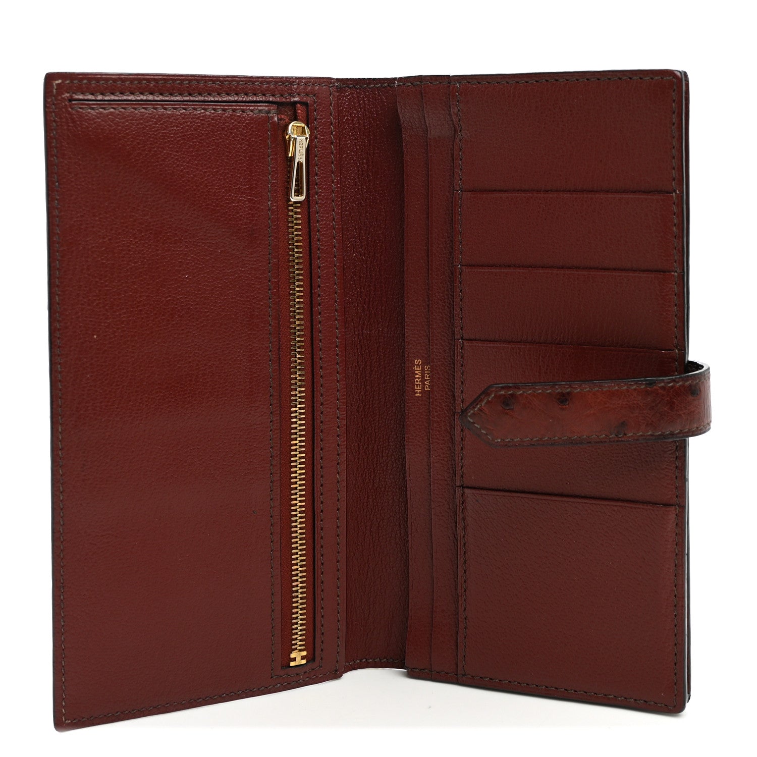 Hermes Ostrich Bearn Wallet Rouge H 5 of 10