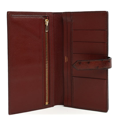 Hermes Ostrich Bearn Wallet Rouge H 5 of 10