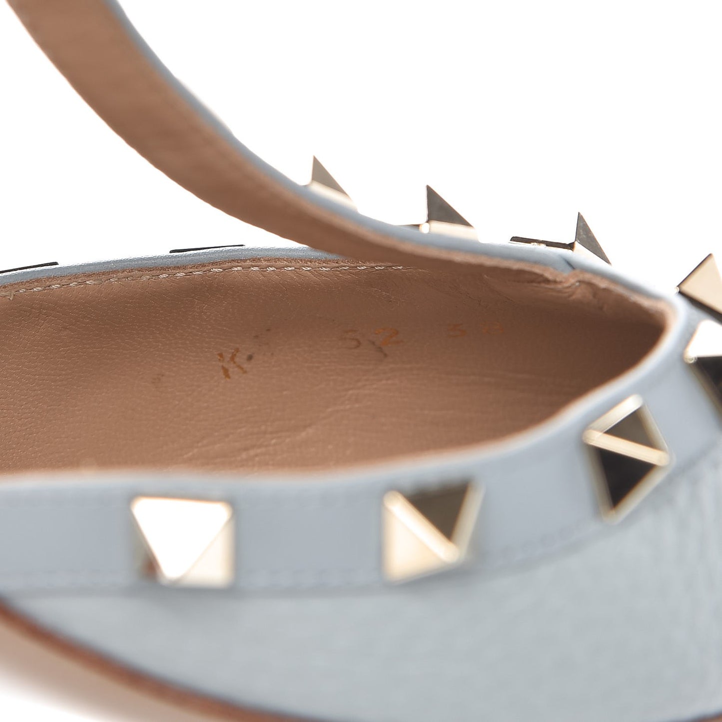 Pebbled Calfskin Rockstud Ankle Strap 65mm Pumps 38.5 Sky Sorbet
