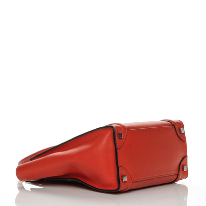 Celine Drummed Calfskin Micro Luggage Vermillion 4 of 7