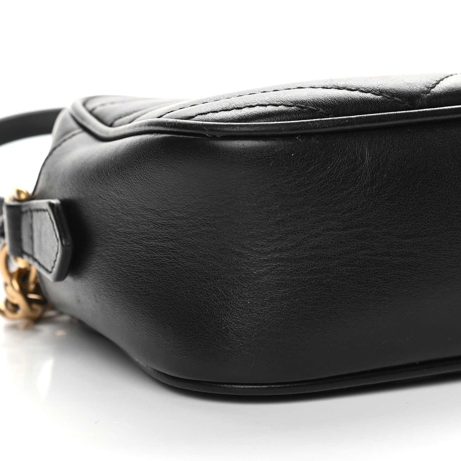 Gucci Calfskin Matelasse Small GG Marmont Chain Shoulder Bag Black 8 of 9