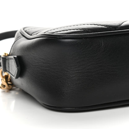 Gucci Calfskin Matelasse Small GG Marmont Chain Shoulder Bag Black 8 of 9