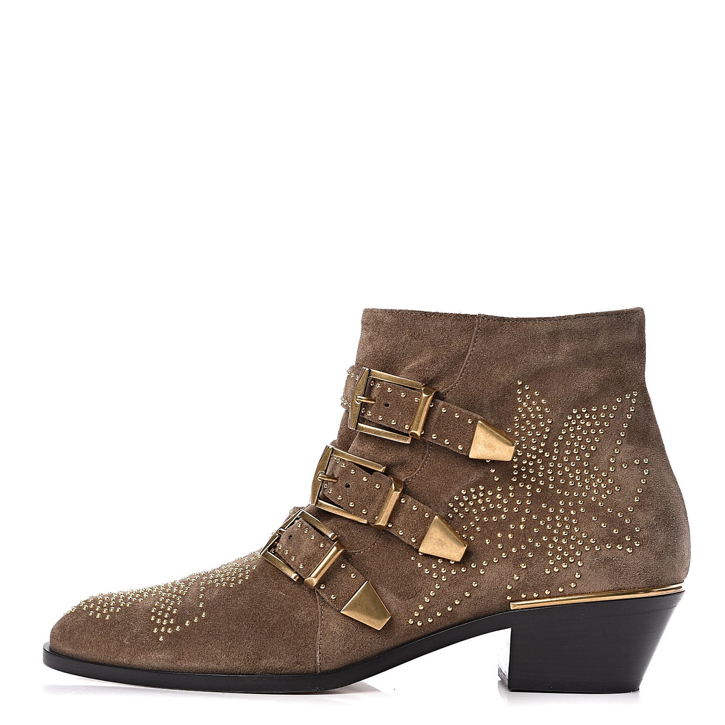 Suede Sheepskin Studded Susanna Ankle Boots 40.5 Dark Greige