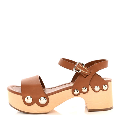 Prada Natural Calfskin 50mm Clog Sandals 36 Brown 1 of 12