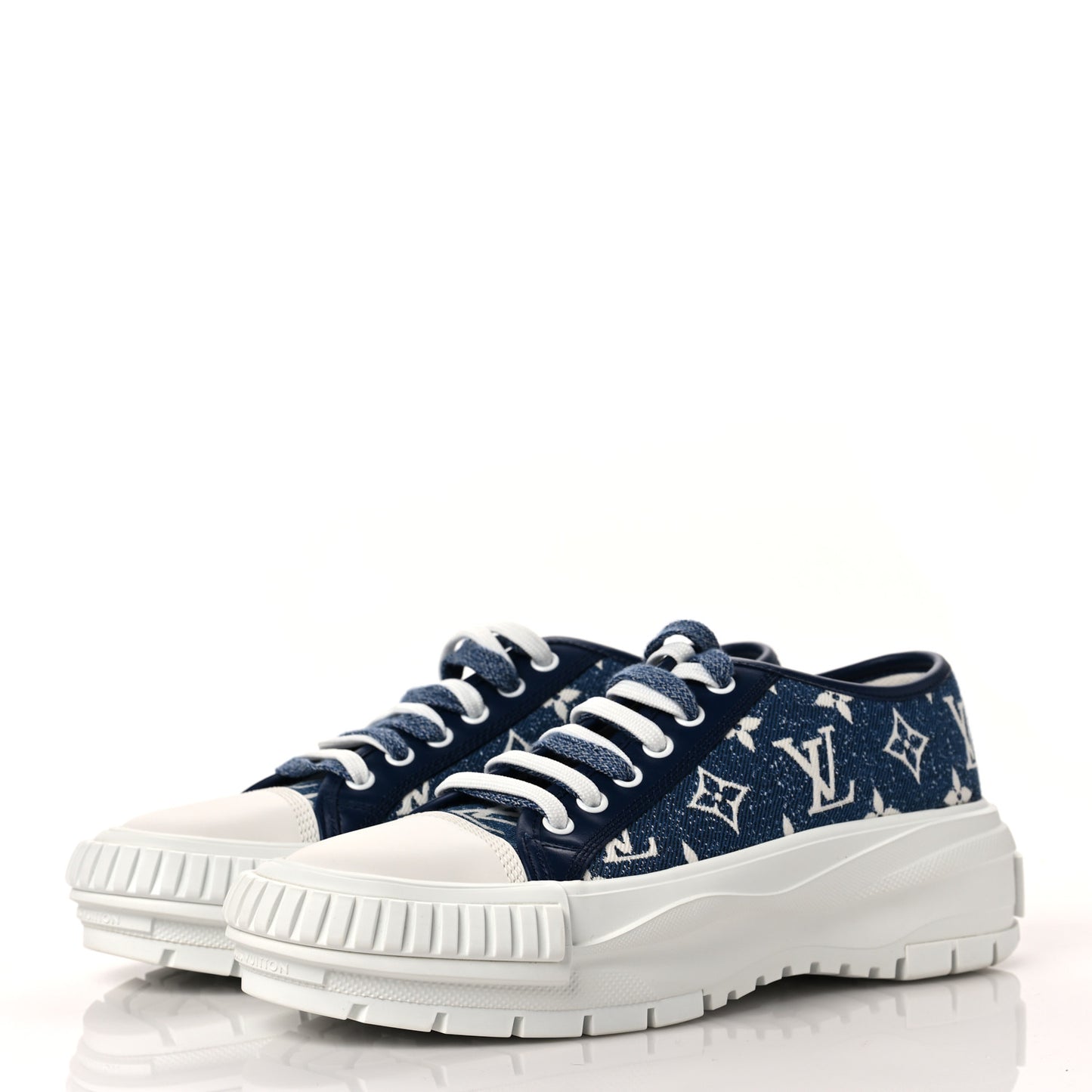 Denim Monogram Squad Sneakers 38 Marine