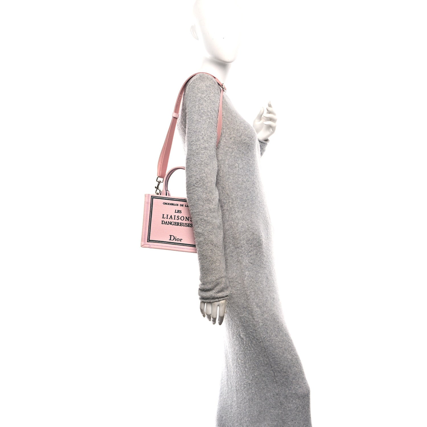 Christian Dior Canvas Embroidered Book Cover Mini Book Tote Pink Green 2 of 10