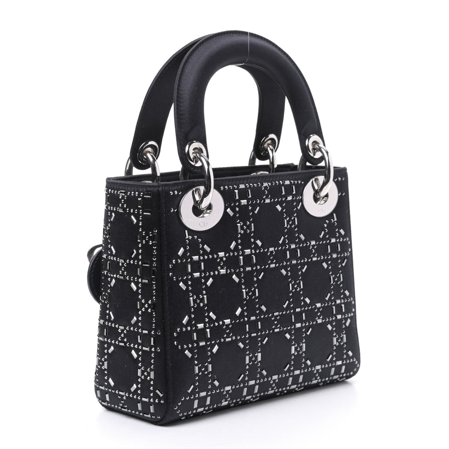 Satin Crystal Cannage Mini Lady Dior Navy